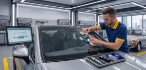 Conseils 5 Technicien SOS Pare-Brise+ réparant un impact de pare-brise par injection de résine
